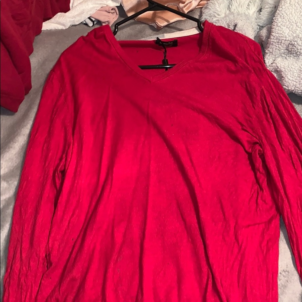 Long sleeve red polo sweater